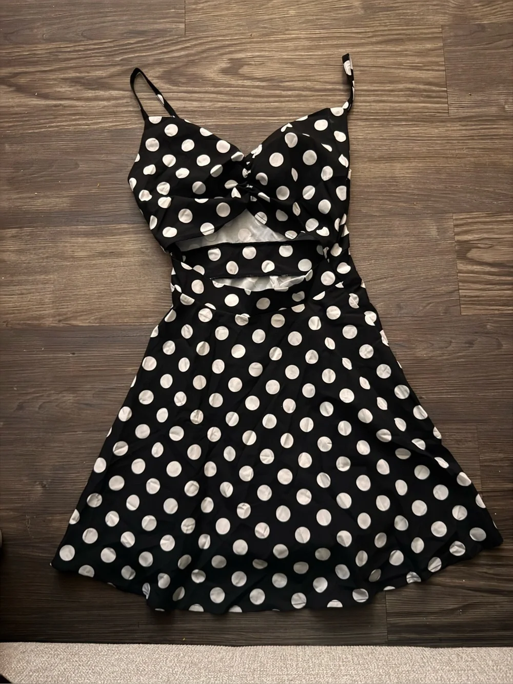 Black and White Polka Dot Fit-and-Flare Dress